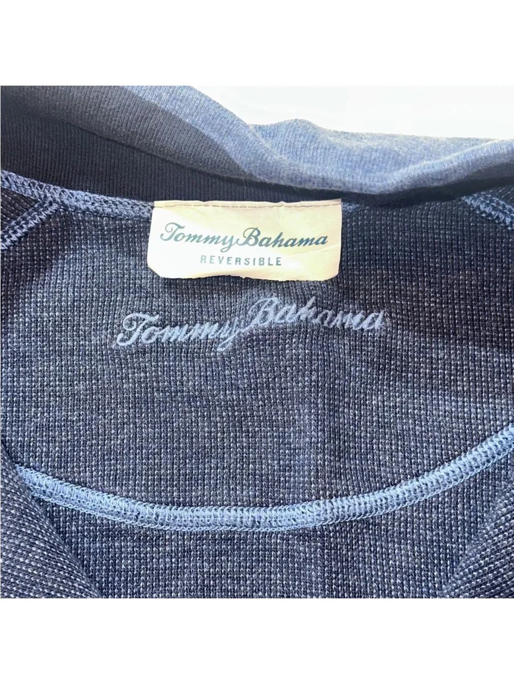 Tommy Bahama Reversible Full Zip Vest Men Blue Navy Cotton Tencel XL Est
